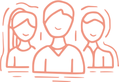 illustration outline of three people
